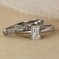 Auriya 14k Gold 78ct TDW Emerald Cut Diamond Vintage Style Wedding Ring Sets - White H-I by Auriya