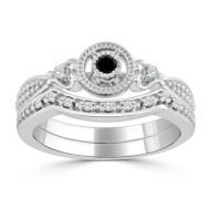 Auriya 14k Gold 1/4ct TDW Black and White Diamond Engagement Ring Bridal Set by Auriya