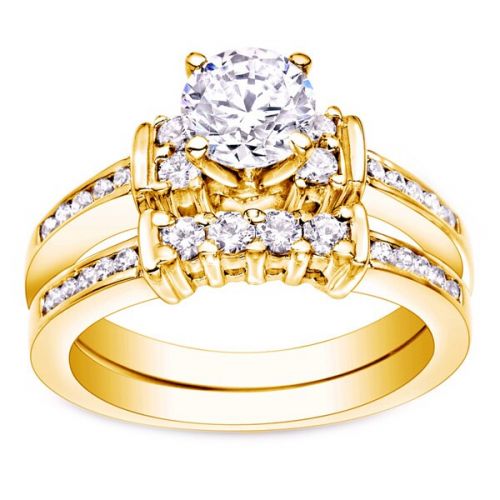  Auriya 14k Gold 1ct TDW Diamond 5-stone Engagement Ring Set