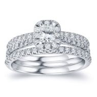 Auriya 14k Gold 1 14ct TDW Certified Radiant Diamond Halo Bridal Ring Set - White H-I by Auriya