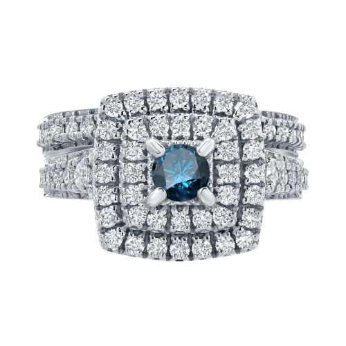  Auriya 14k 1 35ct TDW Round Blue Diamond Halo Bridal Ring Set by Auriya
