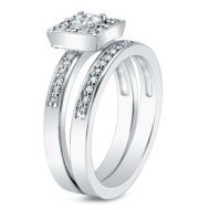 Auriya 14k Gold 1-1/2ct TDW Princess-Cut Diamond Bridal Ring Set by Auriya