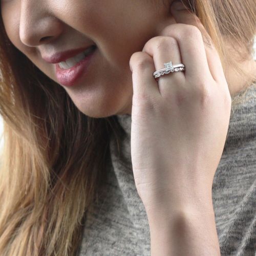  Auriya 14k Gold 34ct TDW Certified Princess-Cut Diamond Engagement Wedding Ring Set by Auriya