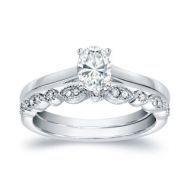 Auriya 14k Gold 5/8ct TDW Vintage Certified Oval-Cut Diamond Solitaire Engagement Ring Bridal Set by Auriya