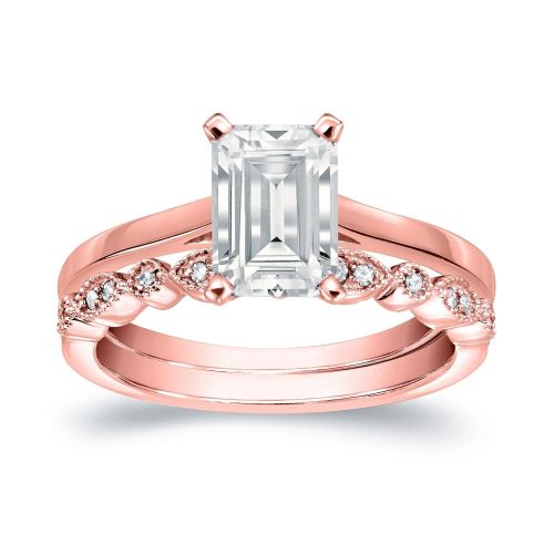  Auriya 14k Gold 1ct TDW Emerald Cut Diamond Vintage Style Wedding Ring Sets - White H-I by Auriya