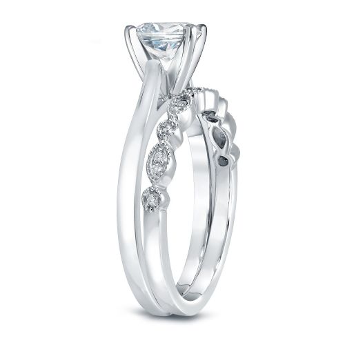  Auriya 14k Gold 34ct TDW Vintage Certified Cushion-Cut Diamond Solitaire Engagement Ring Set by Auriya