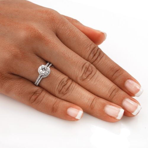  Auriya 14k Gold 1ct TDW Diamond Halo Engagement Ring Bridal Set by Auriya