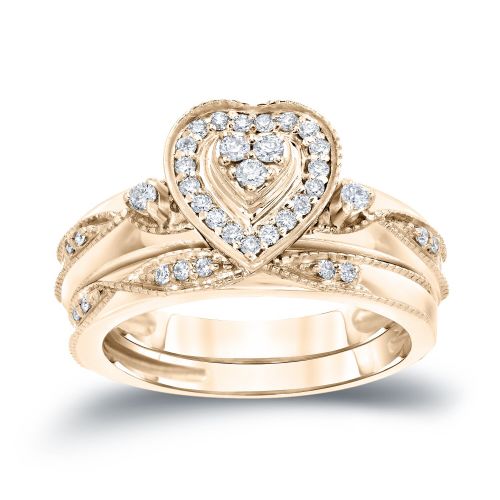  Auriya 14k 15ct TDW Halo Diamond Heart-Shape Bridal Ring Set (H-I, I1-I2) by Auriya