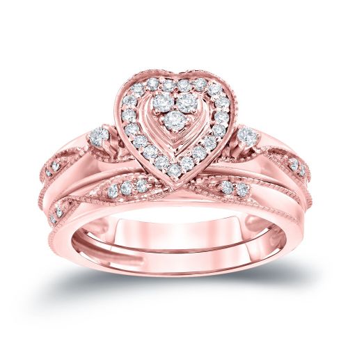  Auriya 14k 15ct TDW Halo Diamond Heart-Shape Bridal Ring Set (H-I, I1-I2) by Auriya