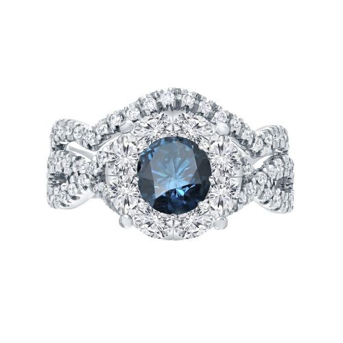  Auriya 14k 1 15ct TDW Cluster Blue Diamond Braided Bridal Ring Set (H-I, I1-I2) by Auriya