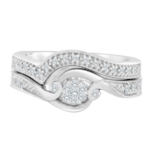  Auriya 14k Gold 14ct TDW Diamond Cluster Bridal Ring Set (H-I, I1-I2) - White H-I by Auriya