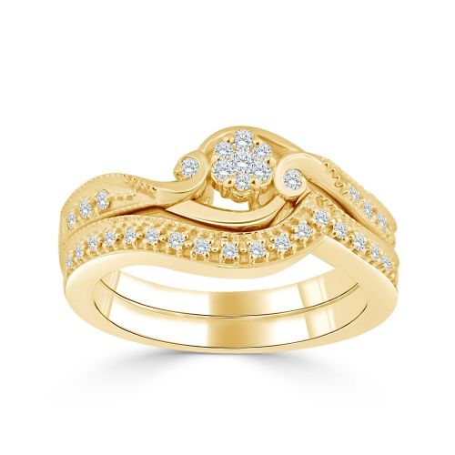  Auriya 14k Gold 14ct TDW Diamond Cluster Bridal Ring Set (H-I, I1-I2) - White H-I by Auriya