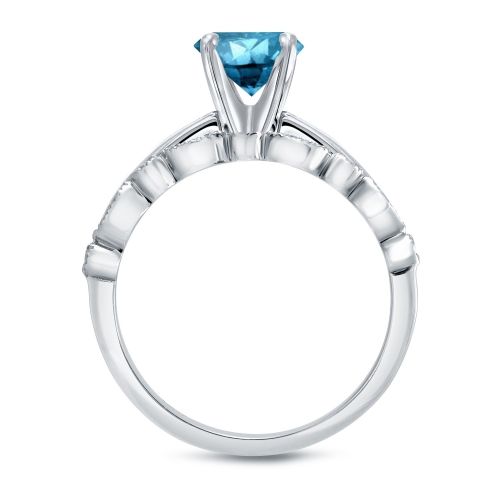  Auriya 14k Gold 1ct TDW Vintage-Inspired Blue Diamond Engagement Ring Bridal Set by Auriya