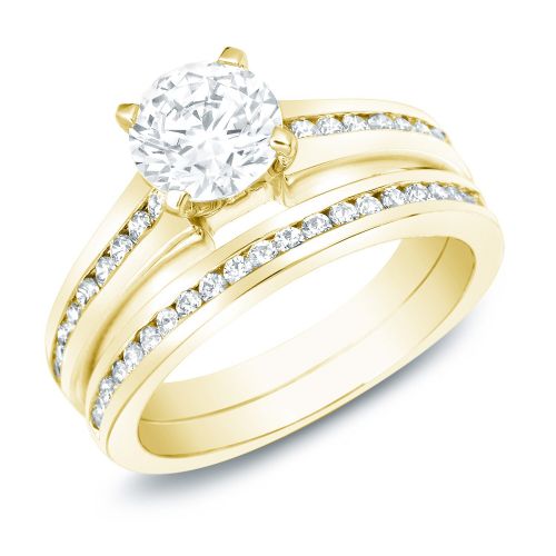  Auriya 14k Gold 1ct TDW Certified Diamond Bridal Ring Set by Auriya