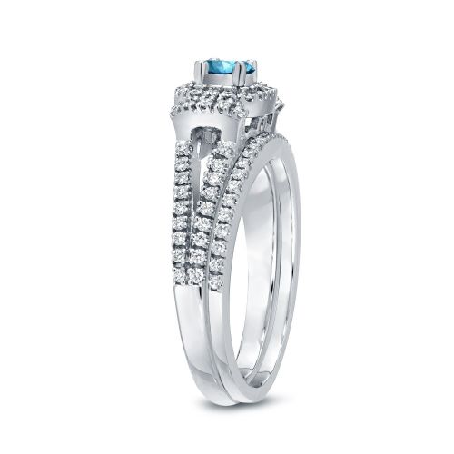  Auriya 14k 34ct TDW Halo Blue Diamond Wedding Ring Sets (H-I, I1-I2) by Auriya