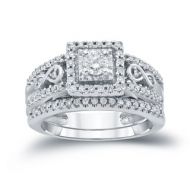 Auriya 14k 46ct TDW Round Diamond Halo Engagement Ring Bridal Set by Auriya