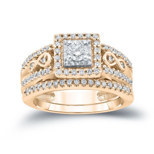  Auriya 14k 46ct TDW Round Diamond Halo Engagement Ring Bridal Set by Auriya