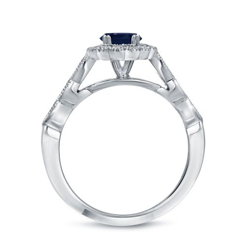  Auriya 14k Gold 1ct Oval Cut Blue Sapphire and 35ct TDW Diamond Halo Bridal Ring Set (H-I, SI1-SI2) by Auriya