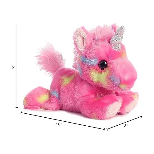  Aurora® Vibrant Bright Fancies™ Jellyroll Unicorn™ Stuffed Animal - Eye-Catching Fun - Delightful Cuddles - Pink 7 Inches