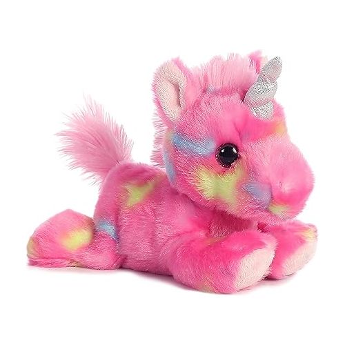  Aurora® Vibrant Bright Fancies™ Jellyroll Unicorn™ Stuffed Animal - Eye-Catching Fun - Delightful Cuddles - Pink 7 Inches