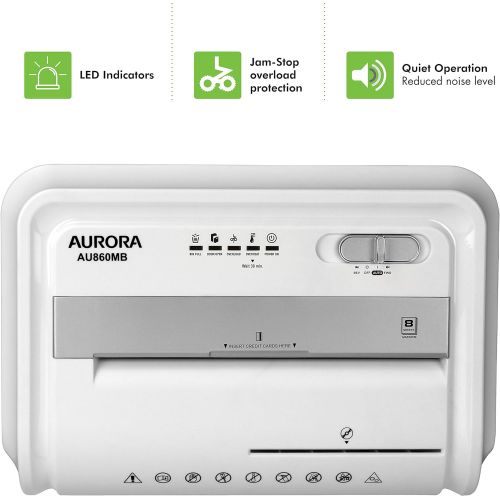  [아마존베스트]Aurora High-Security 8-Sheet Micro-Cut Paper, CD/DVD and Credit Card Shredder, White/Gray
