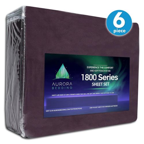  Aurora Bedding # #1 1800 Series 4 Piece Bed Sheet Set with Deep Pocket - Luxury, Soft, Comfort, Hypoallergenic - Same Price with 1 Extra Pillowcase - Twin, Purple,