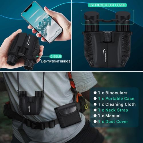  [아마존베스트]Aurosports 10x25 Binoculars for Adults and Kids, Folding Compact Binocular with Weak Light Vision, Lightweight Small Binoculars for Bird Watching, Travel, Concerts, Hunting, Hiking