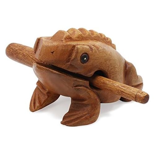  [아마존베스트]Aussel Guiro Croaking Wooden Frog with Mallet, Musical Instrument Sound Block, Fair Trade Percussion Instrument (8.8 cm)