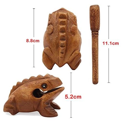  [아마존베스트]Aussel Guiro Croaking Wooden Frog with Mallet, Musical Instrument Sound Block, Fair Trade Percussion Instrument (8.8 cm)