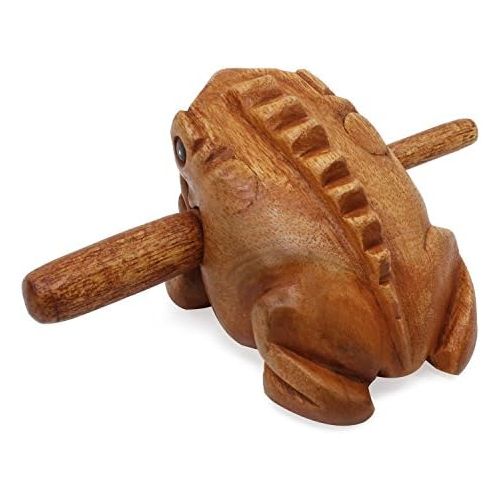  [아마존베스트]Aussel Guiro Croaking Wooden Frog with Mallet, Musical Instrument Sound Block, Fair Trade Percussion Instrument (8.8 cm)