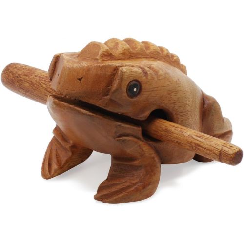  [아마존베스트]Aussel Guiro Croaking Wooden Frog with Mallet, Musical Instrument Sound Block, Fair Trade Percussion Instrument (8.8 cm)