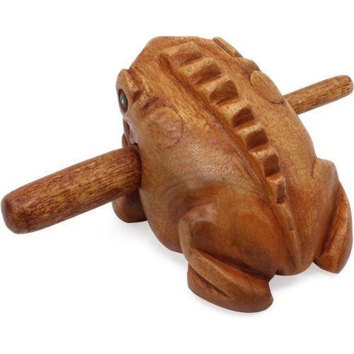  [아마존베스트]Aussel Guiro Croaking Wooden Frog with Mallet, Musical Instrument Sound Block, Fair Trade Percussion Instrument (8.8 cm)