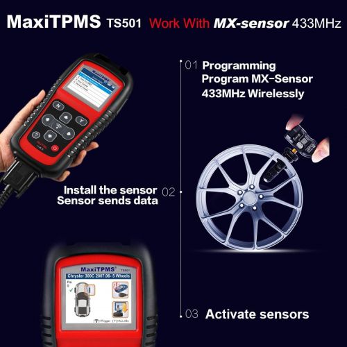  [아마존핫딜][아마존 핫딜] Autel MaxiTPMS TS501 TPMS OBD2 Activation Magnetic Tire Pressure Monitor System Diagnostic Tool TPMS Sensor Check Kit ECU Program Reset Warning Light Professional Tool