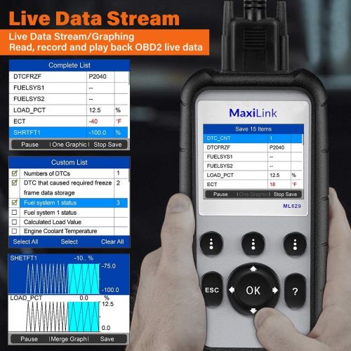  [아마존 핫딜] Autel MaxiLink ML629 Enhanced CAN OBD2 Scanner with ABS SRS Transmission Engine Diagnosis Auto VIN Scan Tool Turn Off Check Engine Light, Advanced Ver. of AL619, ML619