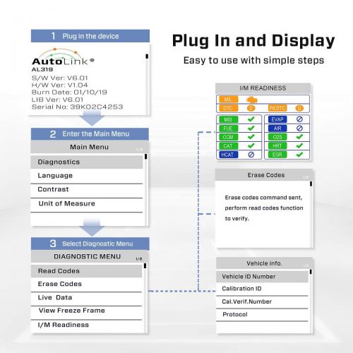  Autel AutoLink AL319 OBD2 Scanner Automotive Engine Fault Code Reader CAN Scan Tool