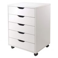Autentico White 5 Drawers Rolling Mobile File Storage Cabinet Document Organizer Utility Storage Chest Home Office Space Saving Furniture Wood Construction 4 Casters for Easy Mobility Ample