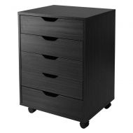Autentico Black 5 Drawers Rolling Mobile File Storage Cabinet Document Organizer Utility Storage Chest Home Office Space Saving Furniture Wood Construction 4 Casters for Easy Mobility Ample
