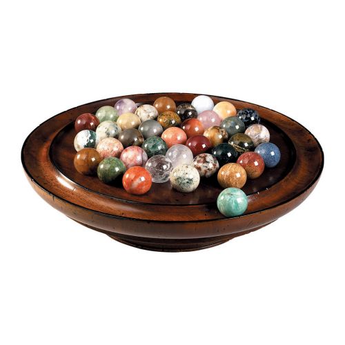  Authentic Models Solitaire Wooden Game Solid Semi-Precious Gemstone 30mm (1.18") Marbles