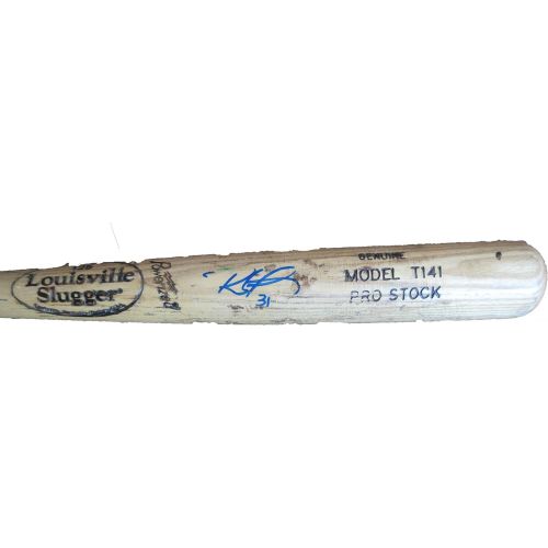  Authentic_Memorabilia Roland Guzman Autographed Game Used Louisville Slugger Bat W/PROOF, Picture of Roland Signing For Us, Texas Rangers, Top Prospect