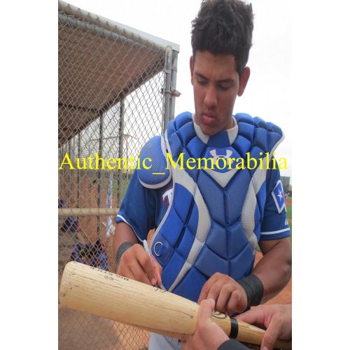  Authentic_Memorabilia Jorge Alfaro Autographed Game Used Louisville Slugger Bat W/PROOF, Picture of Jorge Signing For Us, Philadelphia Phillies, Texas Rangers, Top Prospect