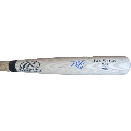  Authentic_Memorabilia Roland Guzman Autographed Game Used Big Stick Bat W/PROOF, Picture of Roland Signing For Us, Top Prospect, PSA/DNA Authenticated