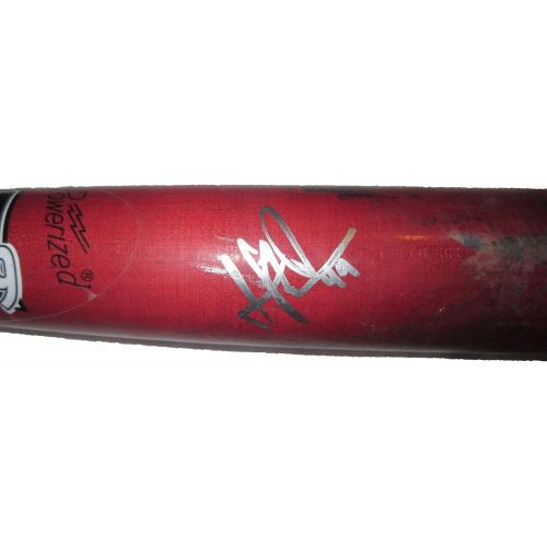  Authentic_Memorabilia Lewis Brinson Autographed Game Used Louisville Slugger Bat W/PROOF, Picture of Lewis Signing For Us, PSA/DNA Authenticated