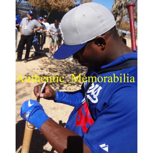  Authentic_Memorabilia Yasiel Puig Autographed Louisville Slugger Bat W/PROOF, Picture of Yasiel Signing For Us, Los Angeles Dodgers, Team Cuba, Top Prospect