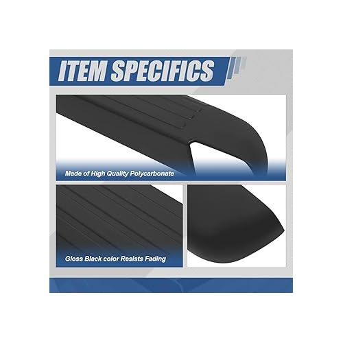  Auto Dynasty 3Pcs Rear Truck Bed Rail Protectors Caps Compatible with Nissan Frontier 73.3 Inches Bed 2005-2014, Gloss Textured Black