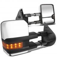 Auto Dynasty For Chevy Silverado Tahoe/GMC Sierra Yukon Pair Chrome Tow Mirrors Amber LED Turn Signal Lights