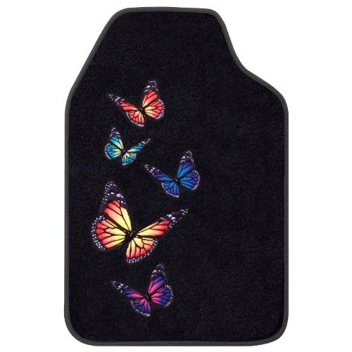  Auto Expressions Monarch Butterflies 2-Piece Floor Mat Set-Black