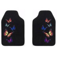 Auto Expressions Monarch Butterfly Front Floor Mats 2-pc Set Black Carpet