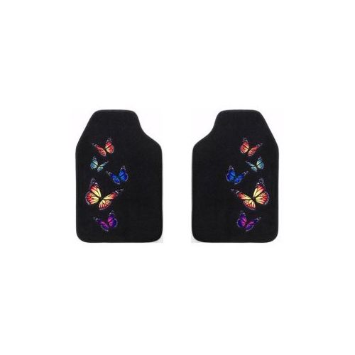  Auto Expressions Monarch Butterfly Front Floor Mats 2-pc Set Black Carpet