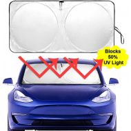 Auto Rover The Original Windshield Sunshade for Tesla Model-3 2018 2019 Custom Fit Sun Shade, Silver Serie，ODM