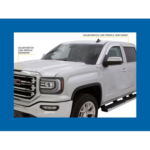  Auto Ventshade 894044-UX Color Match Low Profile Ventvisor Side Window Deflector, 4-Piece Set for 2015-2018 Ford F-150 SuperCrew & 2017-2018 Raptor SuperCrew, Ingot Silver